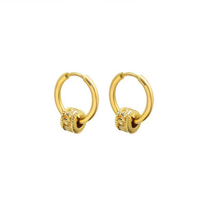 Baguette Barrel Cylinder Drop Hoop Earrings - Perimade & Co.