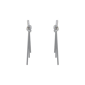 Baguette Crystal Knot Fringe Drop Earrings - Perimade & Co.