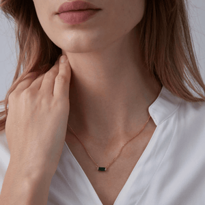 Baguette Cut Birthstone Layering Necklace - Perimade & Co.