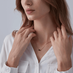 Baguette Cut Birthstone Layering Necklace - Perimade & Co.