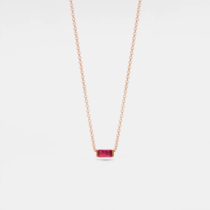 Baguette Cut Birthstone Layering Necklace - Perimade & Co.