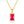 Gold necklace with a pink gemstone pendant on a white background
