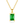 Gold necklace with a green gemstone pendant on a white background