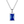 Silver necklace with a blue gemstone pendant on a white background
