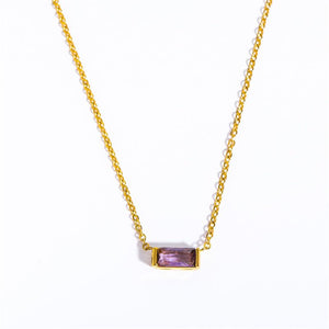 Baguette - Cut Birthstone Pendant Necklace - Perimade & Co.