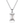 Silver necklace with a clear gemstone pendant on a white background