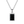 Black square pendant on a silver chain against a white background