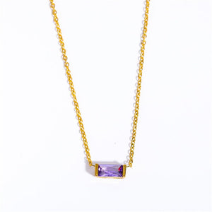 Baguette - Cut Birthstone Pendant Necklace - Perimade & Co.