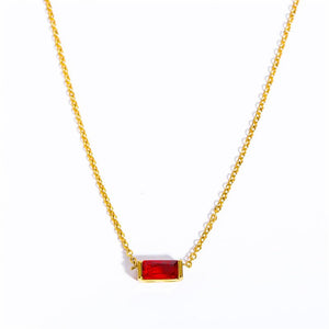Baguette - Cut Birthstone Pendant Necklace - Perimade & Co.