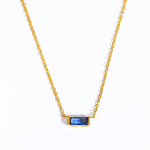 Baguette - Cut Birthstone Pendant Necklace - Perimade & Co.