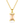 Gold necklace with a pink gemstone pendant on a white background