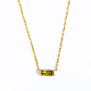 Baguette - Cut Birthstone Pendant Necklace - Perimade & Co.