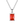 Silver necklace with a red gemstone pendant on a white background