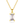 Gold necklace with a clear gemstone pendant on a white background