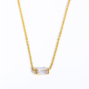 Baguette - Cut Birthstone Pendant Necklace - Perimade & Co.
