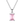 Pink gemstone necklace with silver chain on a white background
