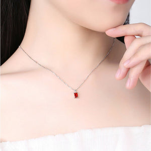 Baguette - Cut Birthstone Pendant Necklace - Perimade & Co.