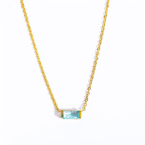Baguette - Cut Birthstone Pendant Necklace - Perimade & Co.