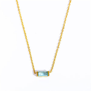 Baguette - Cut Birthstone Pendant Necklace - Perimade & Co.