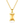 Gold necklace with a rectangular yellow gemstone pendant on a white background
