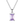 Silver necklace with a pink gemstone pendant on a white background