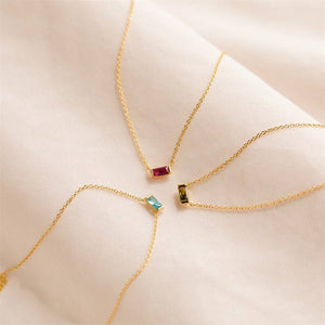Baguette - Cut Birthstone Pendant Necklace - Perimade & Co.