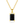 Gold necklace with a black square pendant on a white background