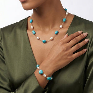 Baroque Pearl Raw Tumble Turquoise Bracelet - Perimade & Co.