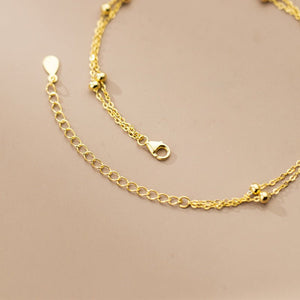Bead Double Chain Ankle Bracelet Anklet - Perimade & Co.