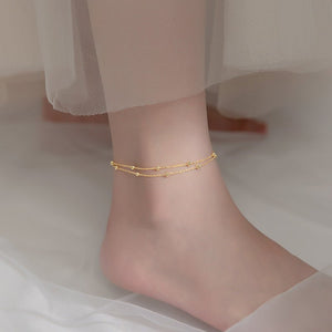 Bead Double Chain Ankle Bracelet Anklet - Perimade & Co.