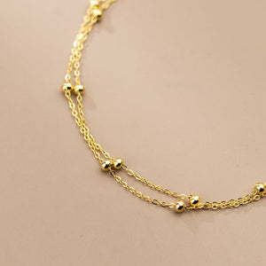 Bead Double Chain Ankle Bracelet Anklet - Perimade & Co.