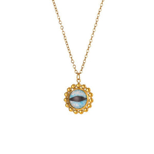Beaded Halo Round Stone Pendant Necklace - Perimade & Co.