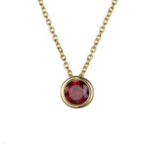 Birthstone Circle Charm Pendant Necklace - Perimade & Co.