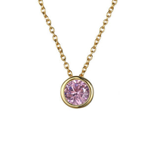 Birthstone Circle Charm Pendant Necklace - Perimade & Co.