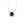 Silver necklace with a black gemstone pendant on a white background