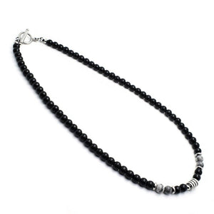 Black Agate Crystal Bead Men Necklace - Perimade & Co.