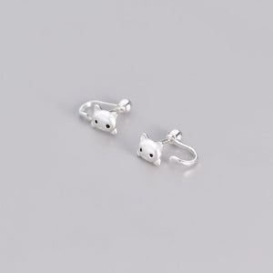 Black CZ Eye Kitty Cat Tail Ear Jacket Earrings - Perimade & Co.