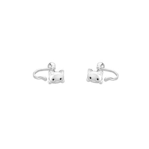 Black CZ Eye Kitty Cat Tail Ear Jacket Earrings - Perimade & Co.