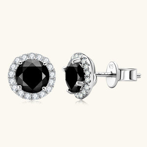 Black Moissanite Halo Flat Back Stud Earrings - Perimade & Co.