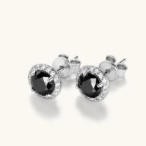 Black Moissanite Halo Flat Back Stud Earrings - Perimade & Co.