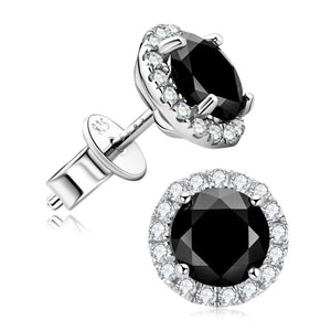 Black Moissanite Halo Flat Back Stud Earrings - Perimade & Co.