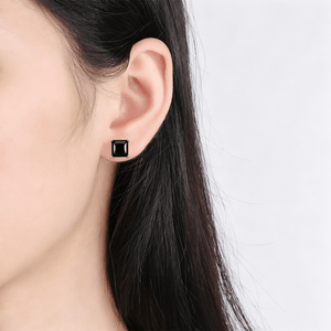 Black Moissanite Princess Cut Stud Earrings - Perimade & Co.