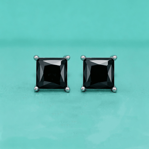 Black Moissanite Princess Cut Stud Earrings - Perimade & Co.