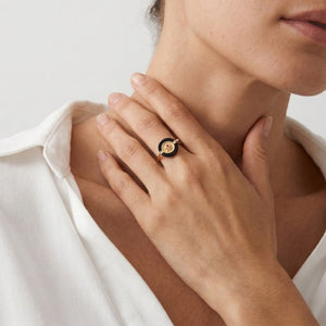 Black Onyx Rose Bird Reversible Spinner Ring - Perimade & Co.