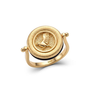 Black Onyx Rose Bird Reversible Spinner Ring - Perimade & Co.