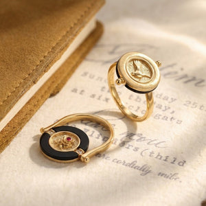 Black Onyx Rose Bird Reversible Spinner Ring - Perimade & Co.