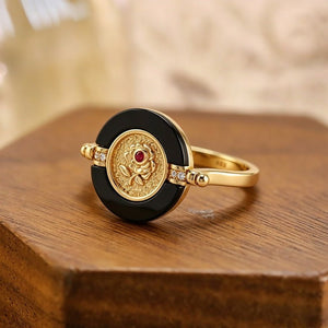 Black Onyx Rose Bird Reversible Spinner Ring - Perimade & Co.
