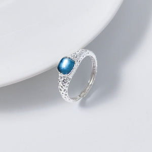 Blue Aquamarine Hammered Stack Open Ring - Perimade & Co.
