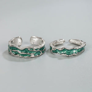 Blue Aurora Matching Couple Stacking Ring - Perimade & Co.