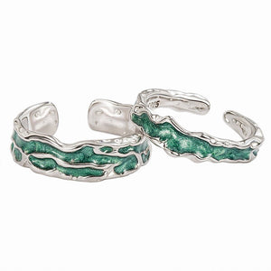 Blue Aurora Matching Couple Stacking Ring - Perimade & Co.